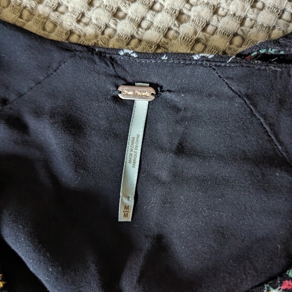 Free People Wonderland Black Multi-Color Floral Long Sleeve Mini Dress - Picture 3 of 16